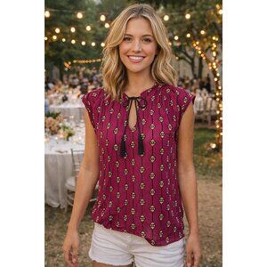 Lucky Brand Small Rayon Pink Patterned Blouse